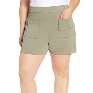 NWOT Leith Olive Green High Waisted Pockets Shorts